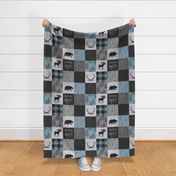 Adventure Awaits Quilt- Soft Blue, Black And Grey