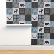 Adventure Awaits Quilt- Soft Blue, Black And Grey