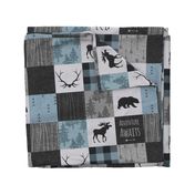 Adventure Awaits Quilt- Soft Blue, Black And Grey