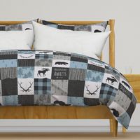 Adventure Awaits Quilt- Soft Blue, Black And Grey