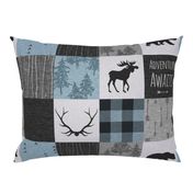 Adventure Awaits Quilt- Soft Blue, Black And Grey