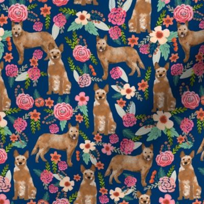 australian cattle dog red heeler fabric florals dog design floral fabric