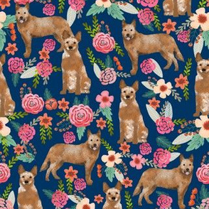 australian cattle dog red heeler fabric florals dog design floral fabric