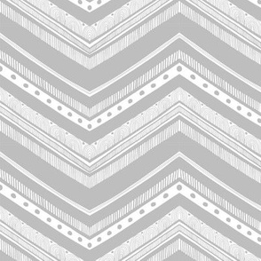 Doodle Chevron - Gray and White