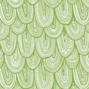 Doodle Scales - Sewing Swatches Green on White