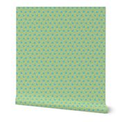 Doodle Spirals - Sewing Swatches Green with Turquoise Dots