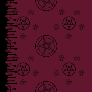Satanic Baphomet Border Print [Wine Red]