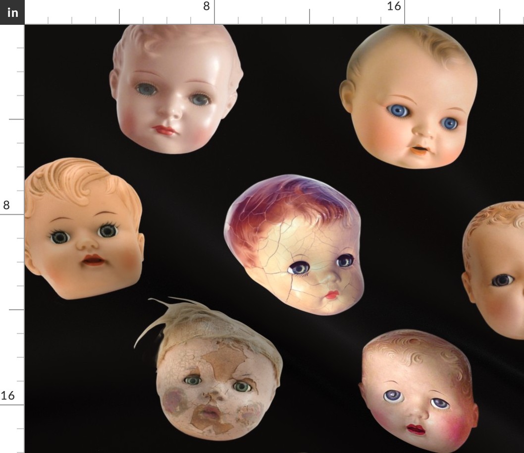 Decapitated Doll Heads - large black