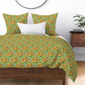 Colorful butterflies on yellowy-green linen weave by Su_G_©SuSchaefer