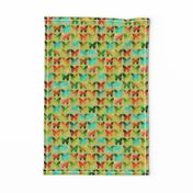 Bright butterflies on green linen weave by Su_G_©SuSchaefer