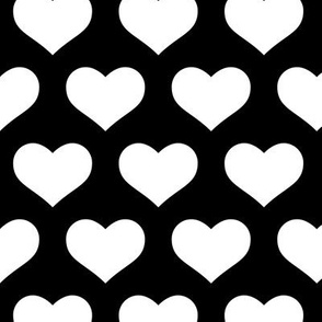 Classic Heart Pattern with White Hearts on Black