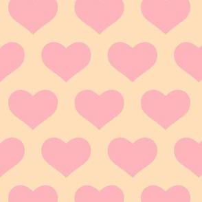 Classic Heart Pattern in Pastel Pink  & Orange Colors