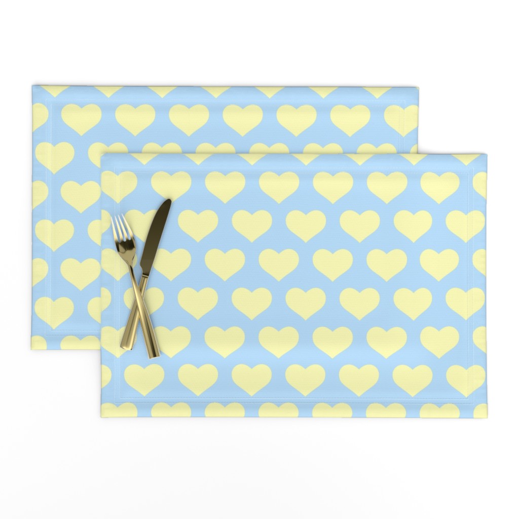 Classic Heart Pattern in Pastel Yellow & Blue Colors