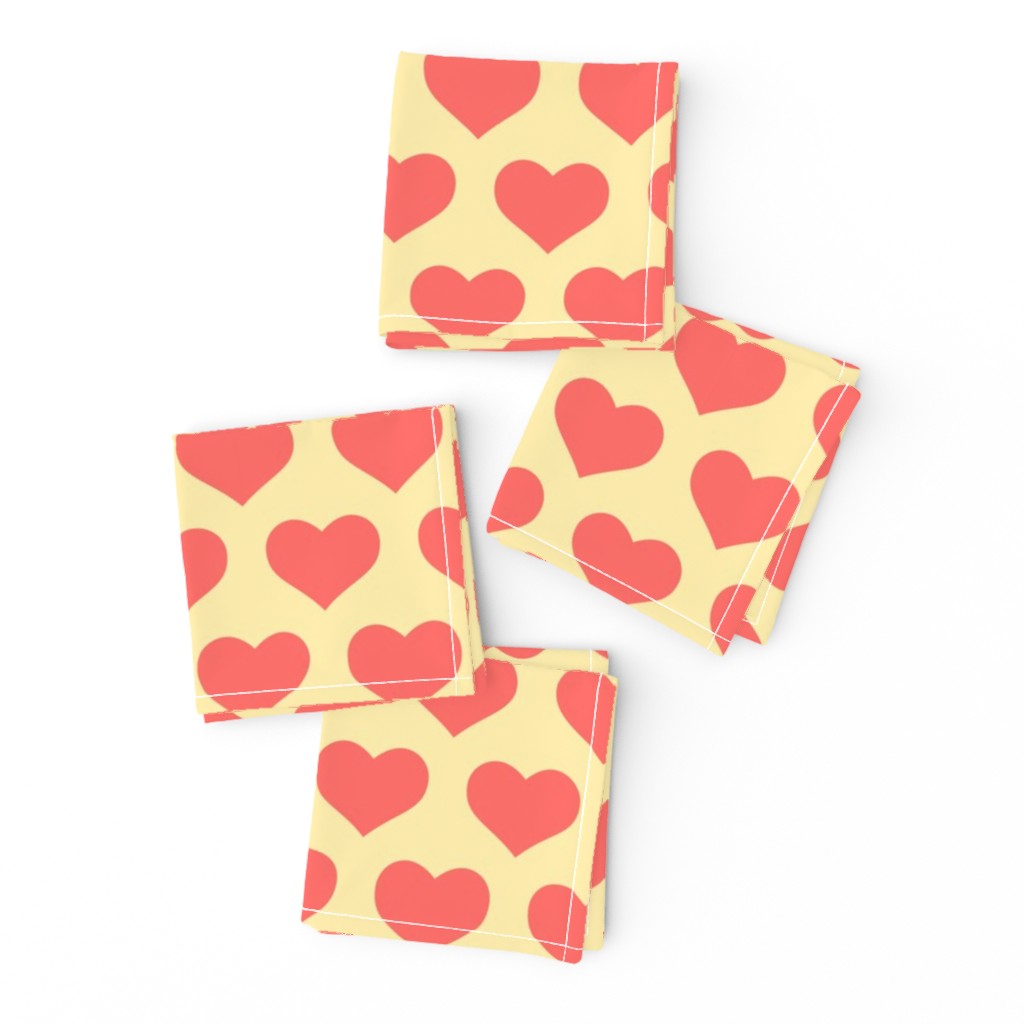 Classic Heart Pattern in Pastel Red & Yellow Colors