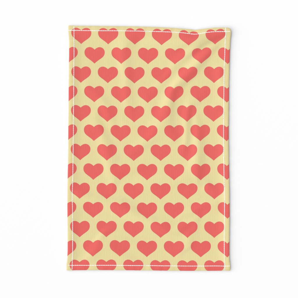 Classic Heart Pattern in Pastel Red & Yellow Colors