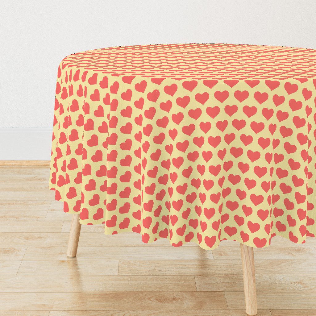 Classic Heart Pattern in Pastel Red & Yellow Colors