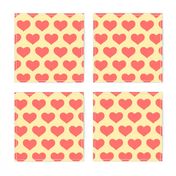 Classic Heart Pattern in Pastel Red & Yellow Colors