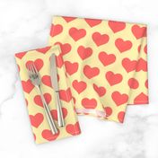 Classic Heart Pattern in Pastel Red & Yellow Colors