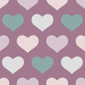 Classic Heart Pattern in Pink Purple & Teal Colors