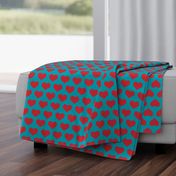 Classic Heart Pattern in Red & Teal Blue Colors