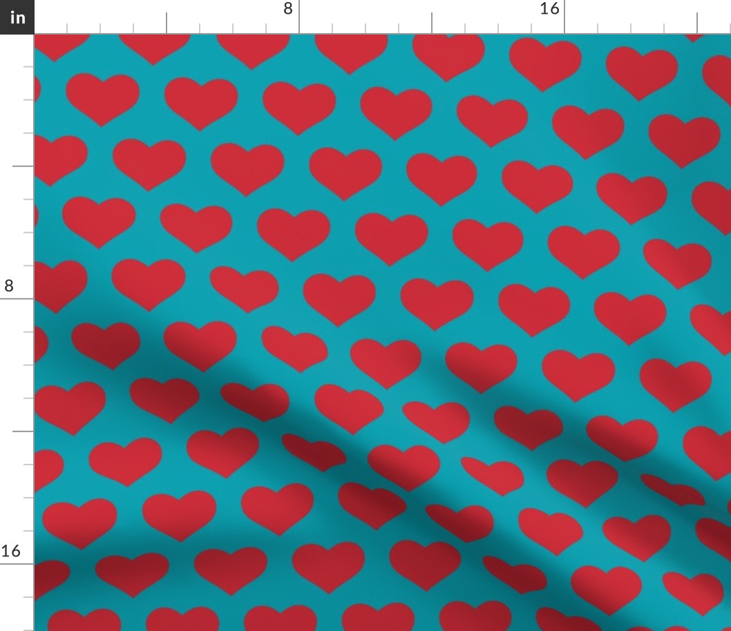Classic Heart Pattern in Red & Teal Blue Colors
