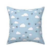 Jets in Clouds - Gray on Light Blue