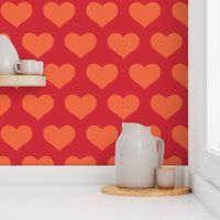 Classic Heart Pattern in Orange & Red Colors