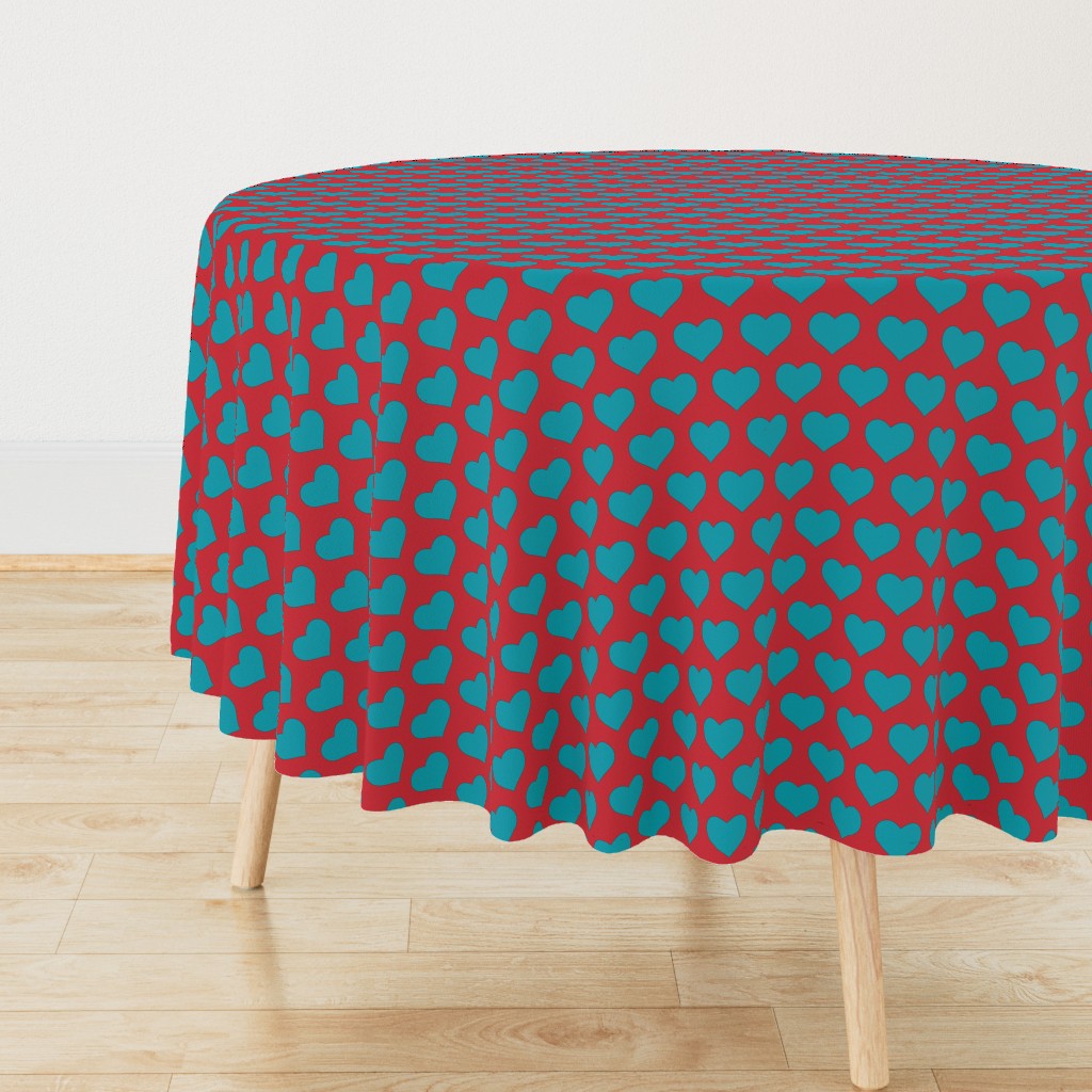 Classic Heart Pattern in Teal & Red Colors