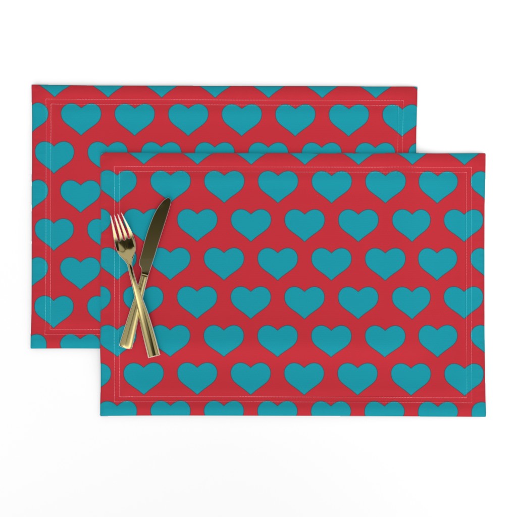 Classic Heart Pattern in Teal & Red Colors