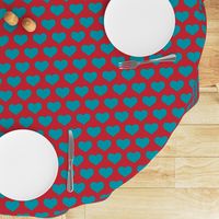 Classic Heart Pattern in Teal & Red Colors