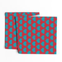 Classic Heart Pattern in Teal & Red Colors