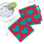 Classic Heart Pattern in Teal & Red Colors