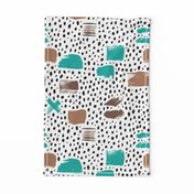 Strokes dots cross and spots raw abstract brush strokes memphis scandinavian style multi color teal taupe