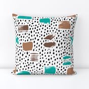 Strokes dots cross and spots raw abstract brush strokes memphis scandinavian style multi color teal taupe