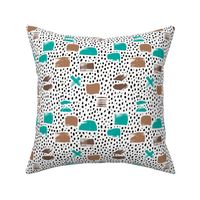 Strokes dots cross and spots raw abstract brush strokes memphis scandinavian style multi color teal taupe SMALL