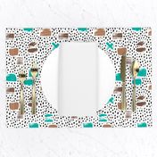 Strokes dots cross and spots raw abstract brush strokes memphis scandinavian style multi color teal taupe SMALL