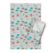 Strokes dots cross and spots raw abstract brush strokes memphis scandinavian style multi color teal taupe SMALL