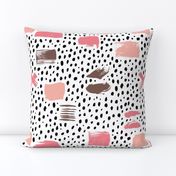 Strokes dots cross and spots raw abstract brush strokes memphis scandinavian style multi color pink taupe