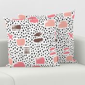 Strokes dots cross and spots raw abstract brush strokes memphis scandinavian style multi color pink taupe