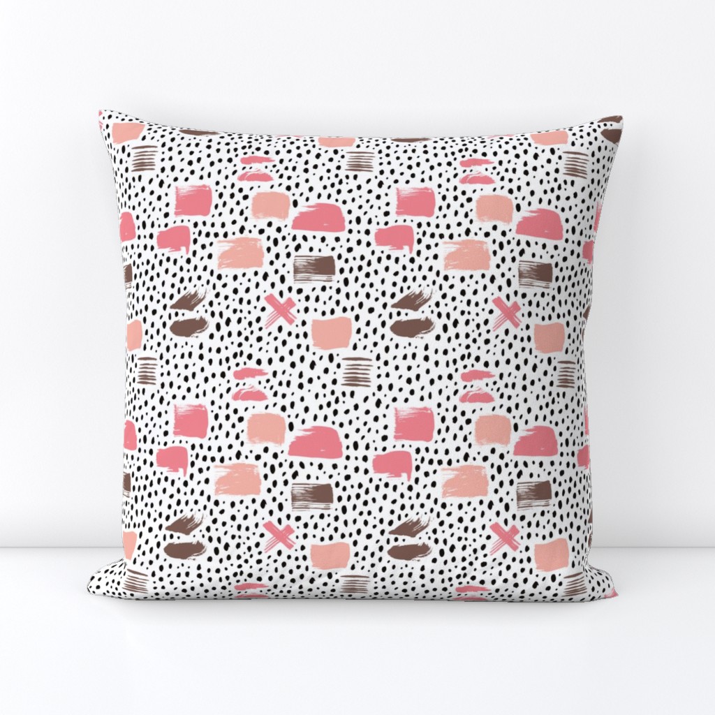 Strokes dots cross and spots raw abstract brush strokes memphis scandinavian style multi color pink taupe  SMALL