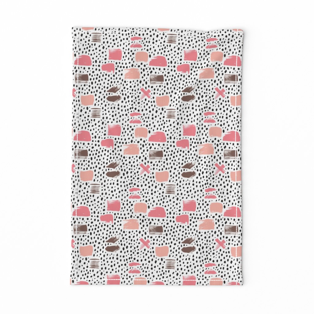 Strokes dots cross and spots raw abstract brush strokes memphis scandinavian style multi color pink taupe  SMALL