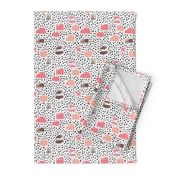 Strokes dots cross and spots raw abstract brush strokes memphis scandinavian style multi color pink taupe  SMALL