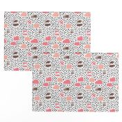 Strokes dots cross and spots raw abstract brush strokes memphis scandinavian style multi color pink taupe  SMALL