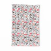 Strokes dots cross and spots raw abstract brush strokes memphis scandinavian style multi color pink taupe  SMALL