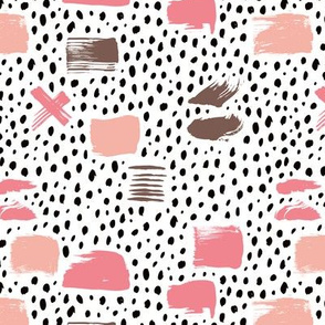 Strokes dots cross and spots raw abstract brush strokes memphis scandinavian style multi color pink taupe  SMALL