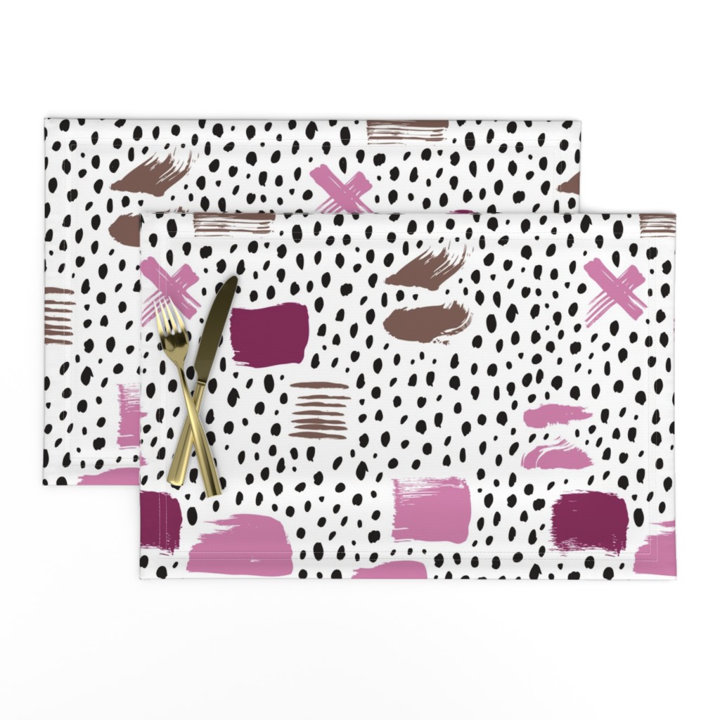 Strokes dots cross and spots raw abstract brush strokes memphis scandinavian style multi color purple lilac