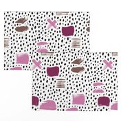 Strokes dots cross and spots raw abstract brush strokes memphis scandinavian style multi color purple lilac