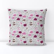 Strokes dots cross and spots raw abstract brush strokes memphis scandinavian style multi color purple lilac SMALL