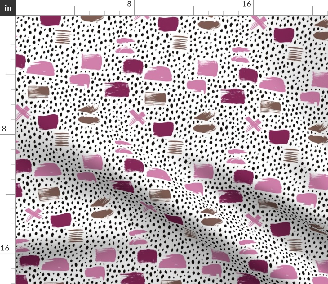 Strokes dots cross and spots raw abstract brush strokes memphis scandinavian style multi color purple lilac SMALL