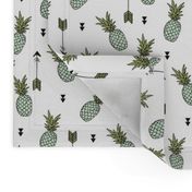 Tropical indian summer pineapple fruit geometric arrows soft green gender neutral